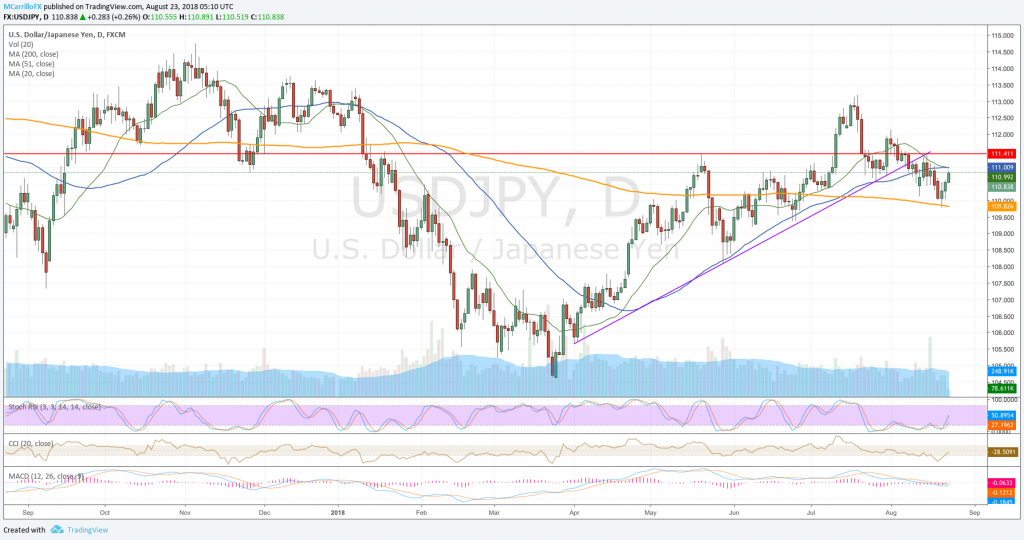 USDJPY daily chart August 23